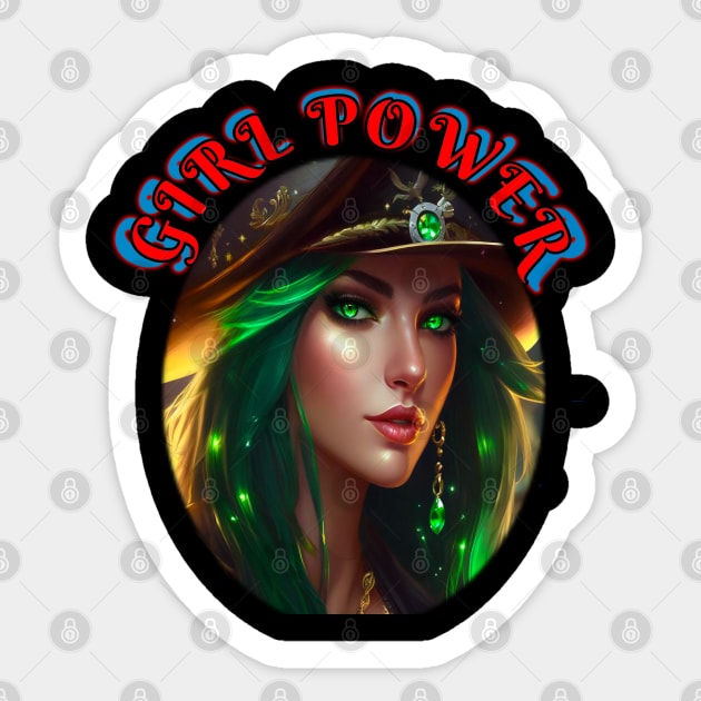 Girl power, Green eyed pirate queen Sticker by sailorsam1805